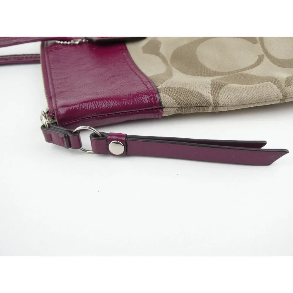 Coach Laura Signature Khaki Berry Tote F18335 - Picture 15 of 16